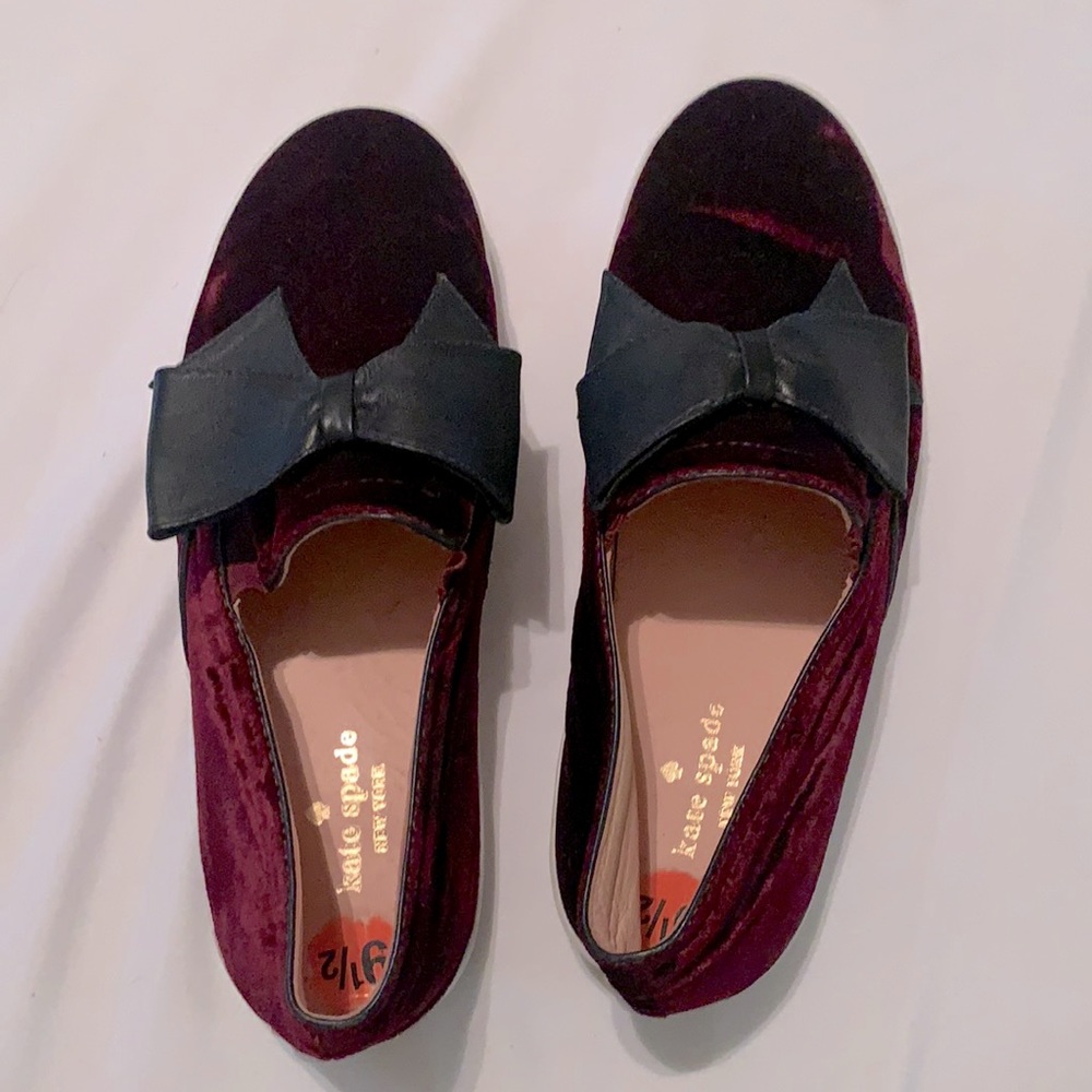 Kate Spade Burgundy velvet bow sneakers - 9 1/2